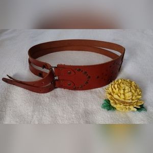 Candie's Leather Corset Style Belt Size Small/Medium Cognac Brown